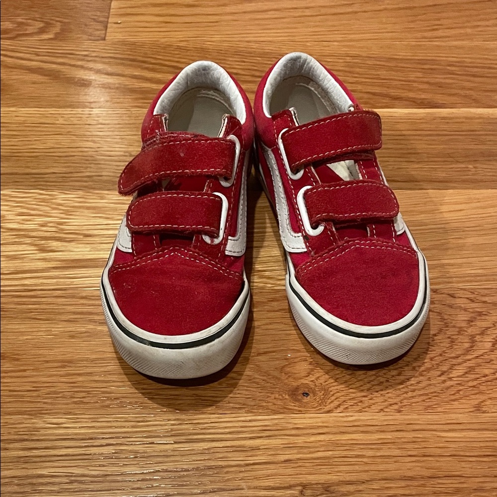 Kids Red Velcro Vans